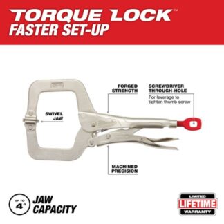 Milwaukee 48-22-3521 11" TORQUE LOCK Locking C-Clamp Swivel Jaws