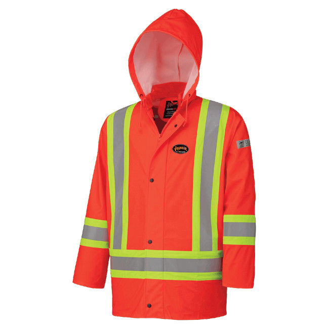 Pioneer Hi Viz Flame Resistant Stretch Waterproof Safety Rain Jacket