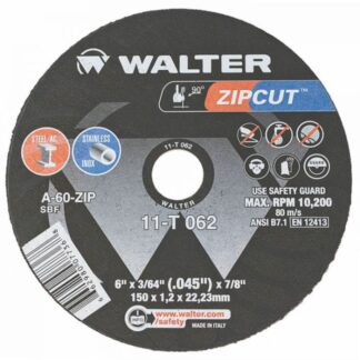 Walter 11T062 ZIPCUT Thin Cut-Off Wheel 6"X3/64"x7/8 Type 1