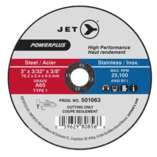 Jet 501063 3 x 3/32 x 3/8 A60 T1 POWERPLUS Cut-Off Wheel
