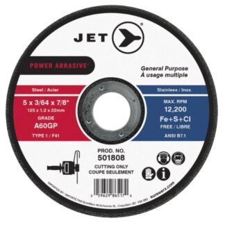 Jet 501808 5" x 3/64" x 7/8" A60GP T1 POWER ABRASIVE Cut-Off Wheel