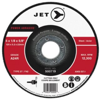 Jet 500719 5 x 1/8 x 5/8 A24R T27 POWER ABRASIVE Cut-Off Wheel