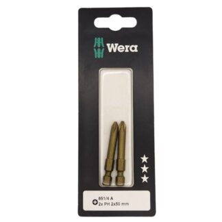 Wera 136356 851/4 A PH2 x 2″ Phillips Extra Hard Driver Bits 2-Pack