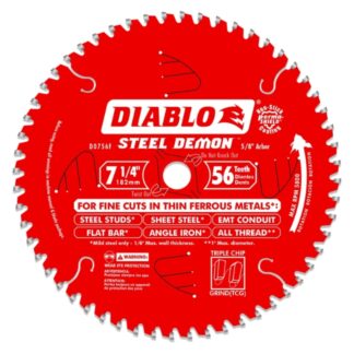 Diablo D0756F 7-1/4" x 56T STEEL DEMON Carbide-Tipped Saw Blade for Metal