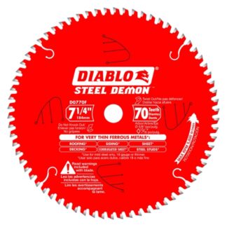 Diablo D0770F 7-1/4" x 70T STEEL DEMON Carbide-Tipped Saw Blade for Very Thin Ferrous Metals