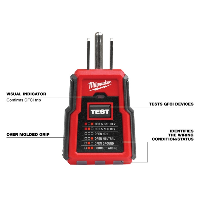 Milwaukee 2223 20 GFCI Receptacle Tester BC Fasteners Tools