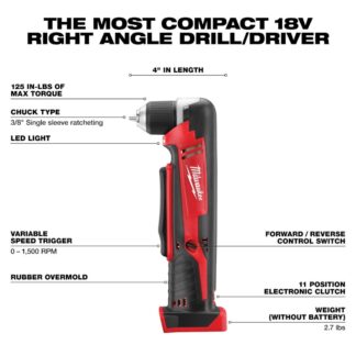 Milwaukee 2615-20 M18 Right Angle Drill - Tool Only