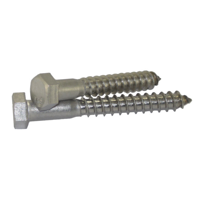 5/16 x 4 304 Stainless Steel Hex Lag Screw Bolt SS 18-8 Pack of 10 