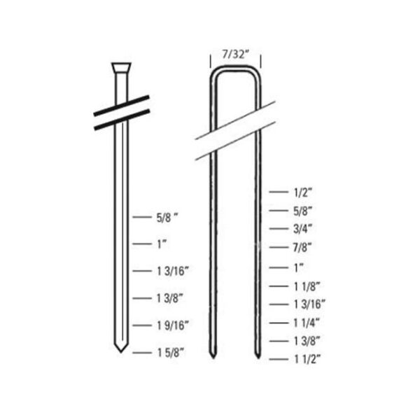 Bostitch SB-2IN1 Nail and Stapler Sizing Chart
