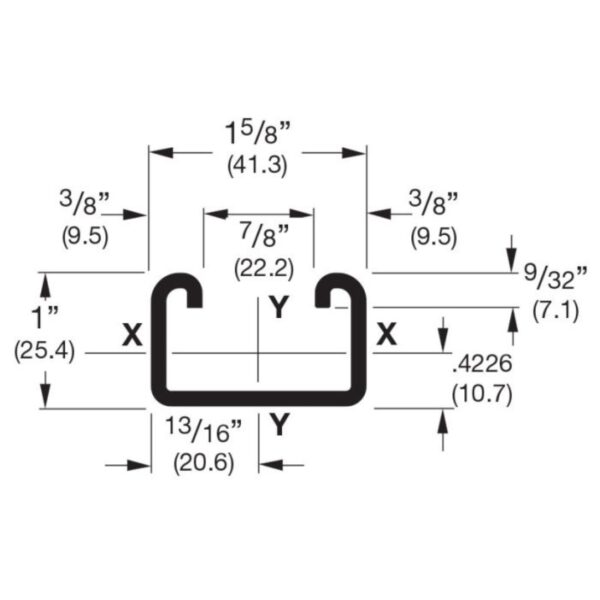 1" x 1-5/8″ 12 Gauge Shallow Solid Strut Channel