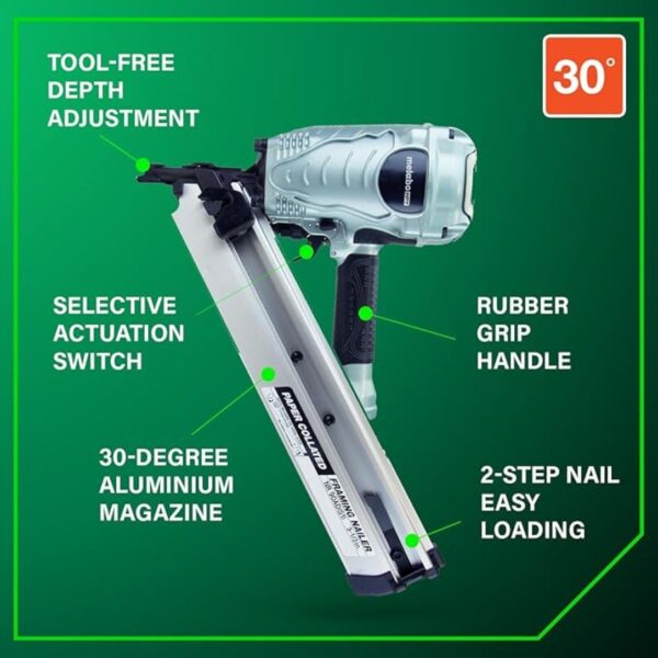 Metabo HPT NR90ADS1 3-1/2" Clipped Head Framing Nailer
