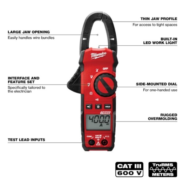 thumbnail image 2 of Milwaukee 2235-20 400 AMP Clamp Meter – Open Box, New Condition 2 of 6