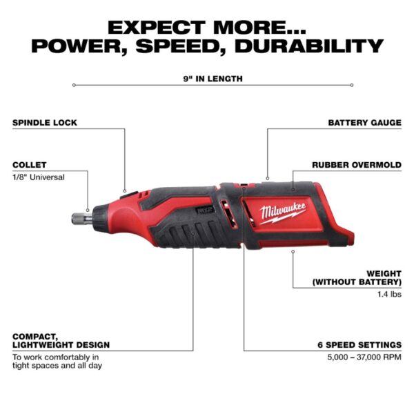 Milwaukee 2460-20 M12 Rotary Tool - Tool Only