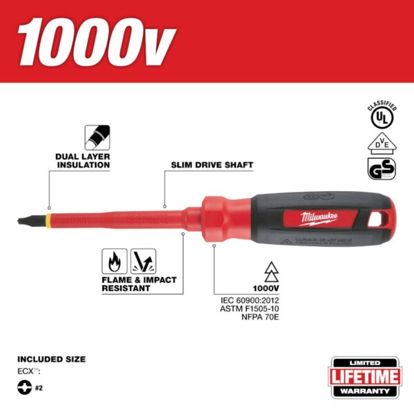 Milwaukee 48-22-2242 #2 ECX - 6" 1000V Insulated Screwdriver