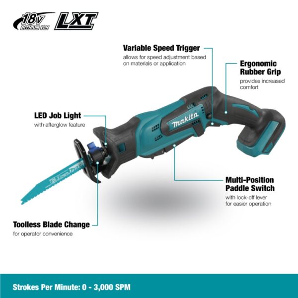 Makita DJR183Z 18V Mini Reciprocating Saw - Tool only