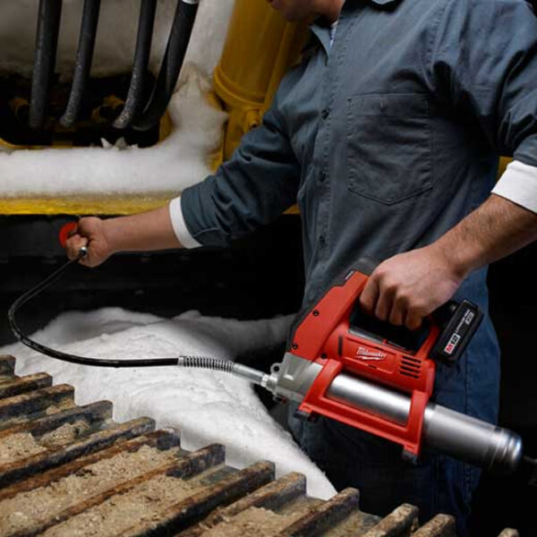 Milwaukee 2446-20 M12 Grease Gun In Use