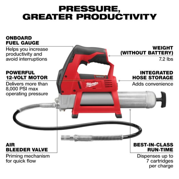 Milwaukee 2446-20 M12 Grease Gun - Tool Only