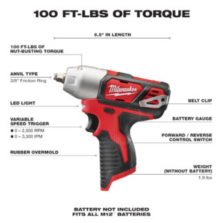 Milwaukee 2463-20 M12™ 3/8” Impact Wrench - Tool Only
