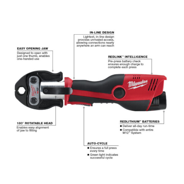 Milwaukee 2473-20 M12 Force Logic Press Tool Kit - No Jaws