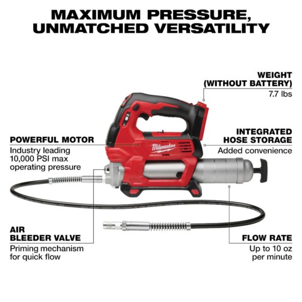 Milwaukee 2646-20 M18 2-Speed Grease Gun - Tool Only