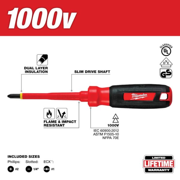 Milwaukee 48-22-2202 1000V Insulated Screwdriver Set 3-Piece