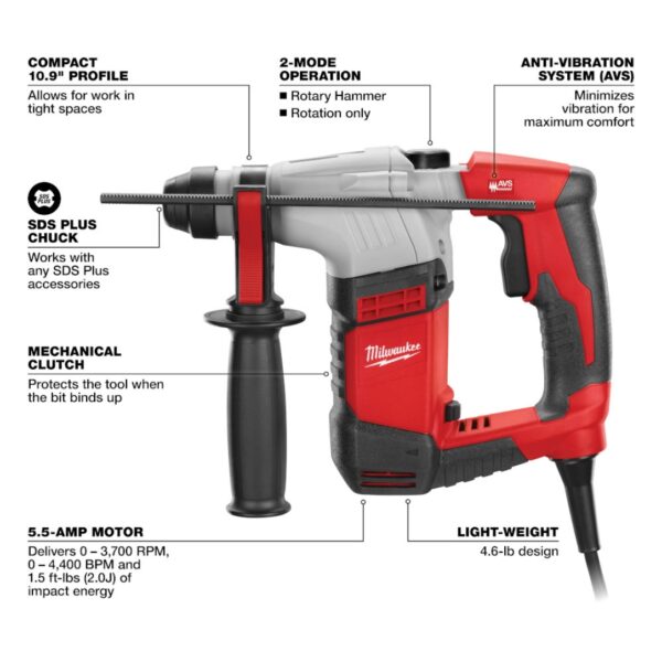 Milwaukee 5263-21 5/8″ SDS Plus Rotary Hammer Kit