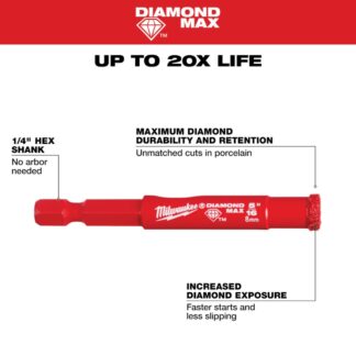 Milwaukee 49-56-0507 516″ DIAMOND MAX™ Diamond Grit Hole Saw Bit