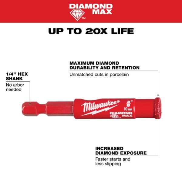 Milwaukee 49-56-0509 3/8″ DIAMOND MAX™ Diamond Grit Hole Saw Bit