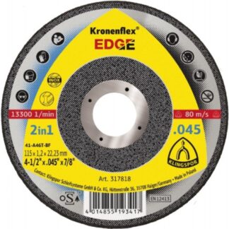 Klingspor 317818 4-1/2" Flat Center Kronenflex Thin Cut-Off Wheel