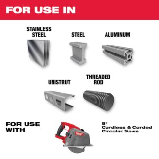 Milwaukee 48-40-4515 8″ 42T Non-Ferrous and Stainless Steel Circular Saw Blade (1)