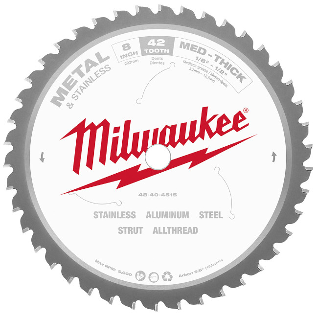 Milwaukee 48-40-4515 8" 42T Non-Ferrous & Stainless Steel Circular Saw Blade