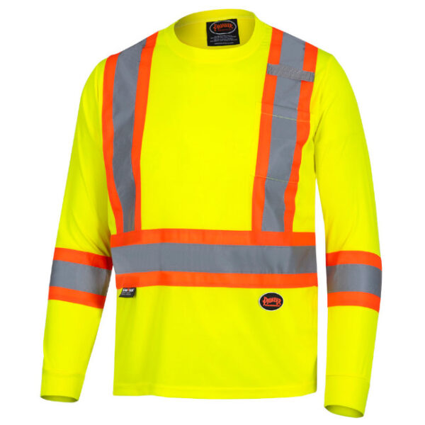Pioneer Hi-Viz BIRDSEYE Polyester Long-Sleeve Safety Shirt