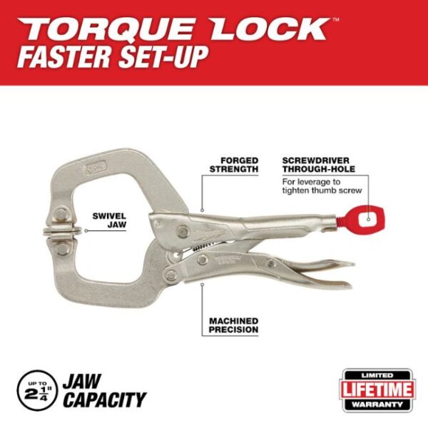 Milwaukee 48-22-3522 TORQUE-LOCK 6" Locking C-Clamp with Swivel Jaws