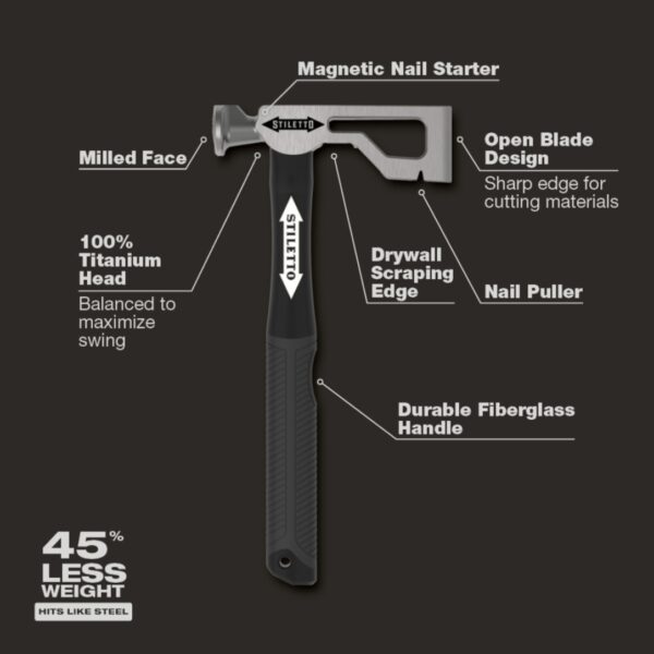Stiletto DRYAXE9-F 9oz Titanium Drywall Hatchet