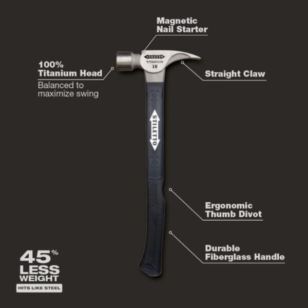Stiletto TI16MC-F 16oz Titanium Milled Face Framing Hammer