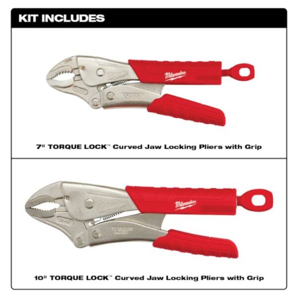 Milwaukee 48-22-3402 TORQUE LOCK Curved Jaw Pliers Set, 2-Piece