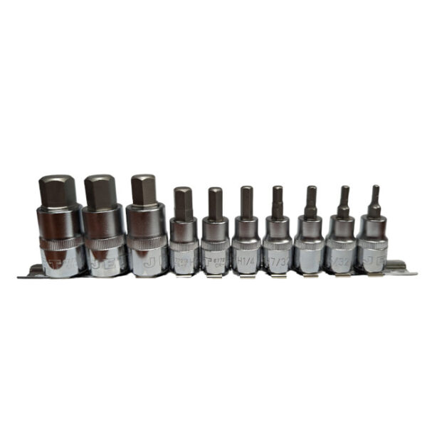 Jet 601802 HSW3812-10 10-Piece 3/8" & 1/2" SAE Hex Bit Socket Set