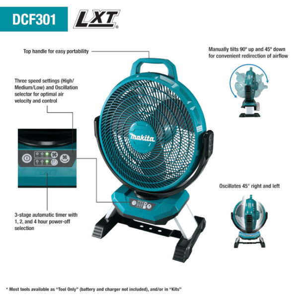Makita DCF301Z 18V LXT 13" Cordless / AC Fan-Tool Only