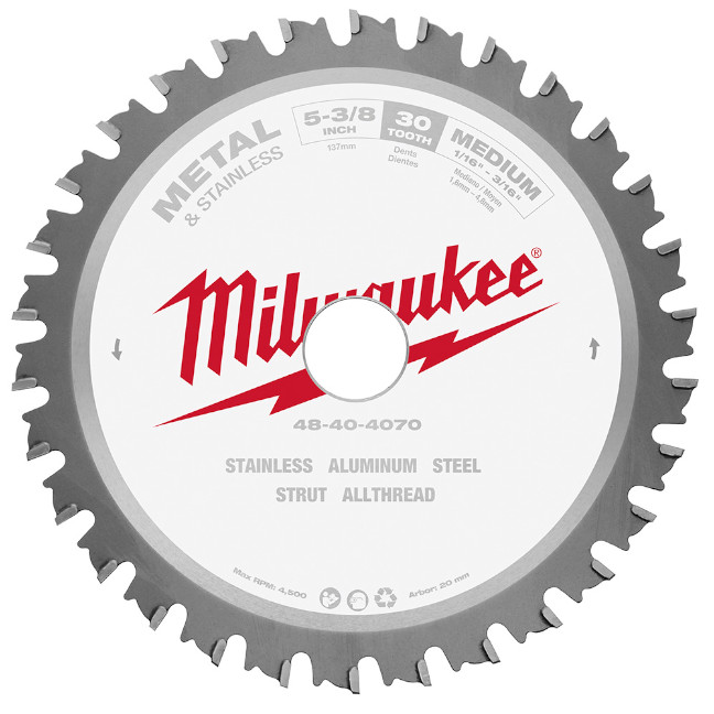 Milwaukee 48-40-4070 5-3/8" 30T Ferrous Metal and Stainless Circular Saw Blade