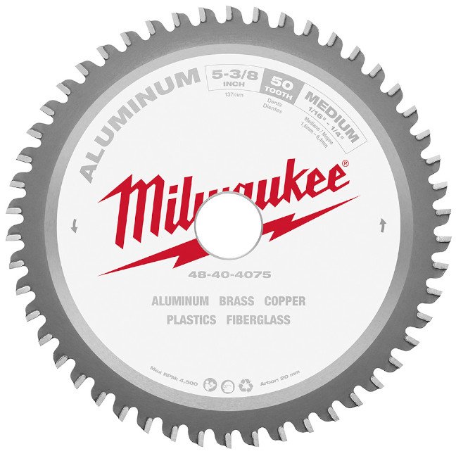 Milwaukee 48-40-4075 5-3/8" 50T Non-Ferrous Metal Cutting Circular Saw Blade - Aluminum