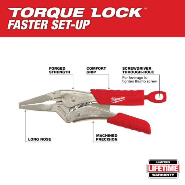 Milwaukee 48-22-3406 6" TORQUE LOCK Long Nose Pliers