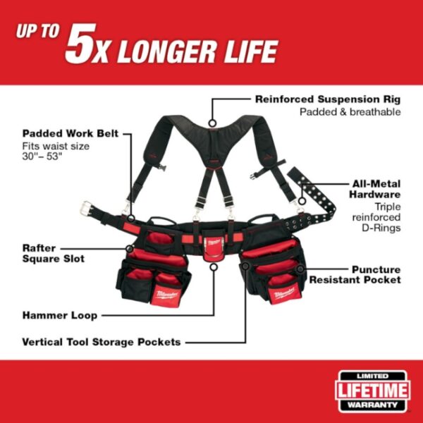 Milwaukee 48-22-8120 Contractor Work Belt with Suspension Rig