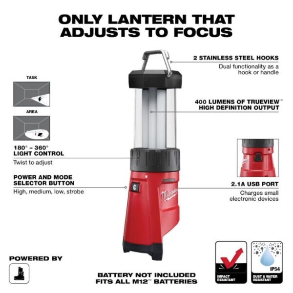 Milwaukee 2362-20 M12 LED Lantern Flood Light - Tool Only