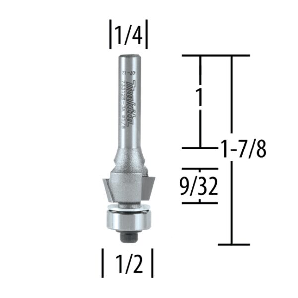 Makita 733128-3A 2-Flute 15 Degree Bevel Trimmer Bit Makita 733128-3A 2-Flute 15 Degree Bevel Trimmer Bit