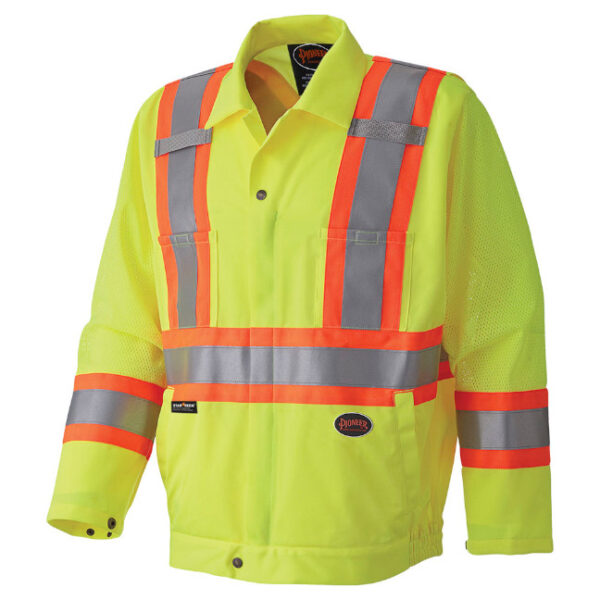 Pioneer 5999J V1070260 Hi-Viz Traffic Safety Jacket with Mesh Arms-Yellow/Green
