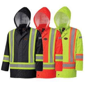 Pioneer Hi-Viz Flame Resistant PU Stretch Waterproof Safety Rain Jacket