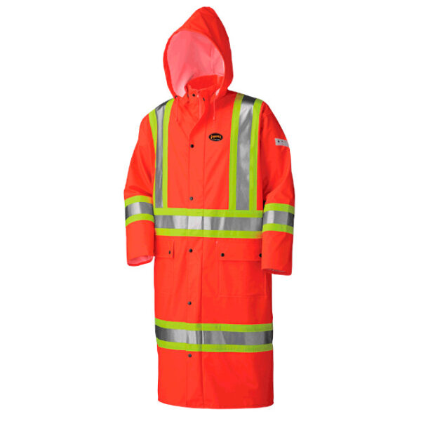 Pioneer Hi-Viz Flame Resistant Stretch Long Rain Safety Coat