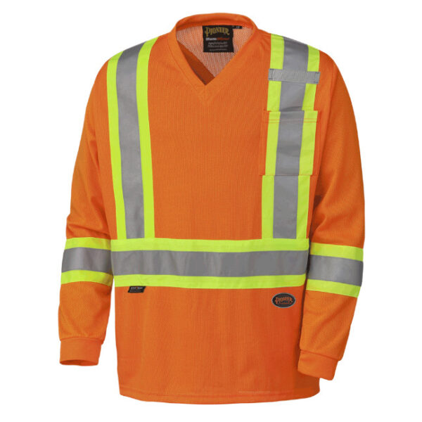 Pioneer Hi-Viz Micro-Mesh Long-Sleeve Traffic Safety Shirt