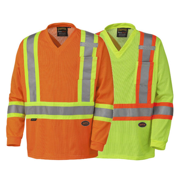 Pioneer Hi-Viz Micro-Mesh Long-Sleeve Traffic Safety Shirt