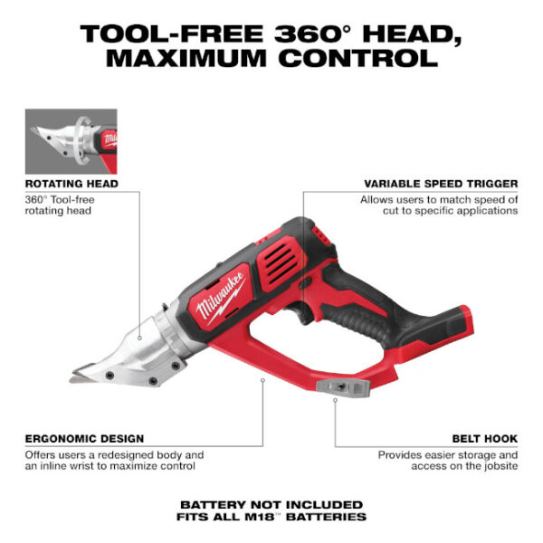 Milwaukee 2635-20 M18 18 Gauge Double Cut Shear-Tool Only- Tool Only